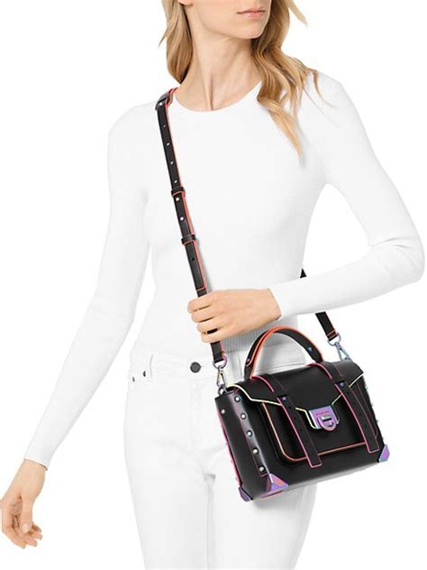 michael kors manhattan bag iridescent|Michael Kors opened satchel purse.